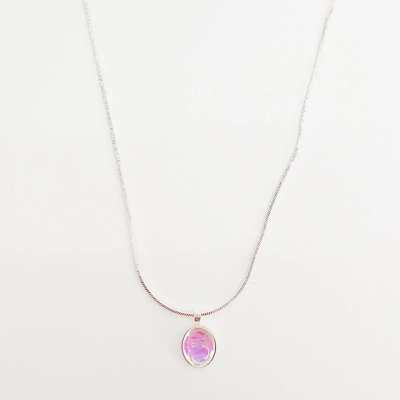 Luxury Dainty Pink Moonstone Raindrop Necklace Pendant Fashion Jewelry